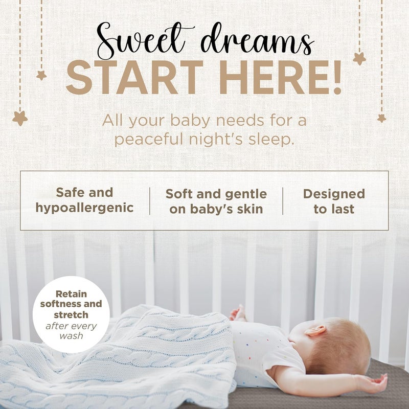 KoolerThings Bassinet Sheet for Bassinet Mattress - 100% Organic Muslin Cotton - Snuggly Soft & Cozy Sheets Fitted for Ronbei, Amke, Baby Delight & Fodoss Bedside Sleeper 2 Pack - Image 4